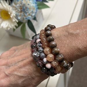 Glass and wood bead bracelets BNWOT